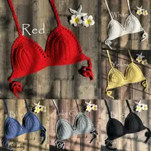 Женский сексуальный летний купальник вязаный купальник барная столешница бандаж пляжная одежда Бикини Топ