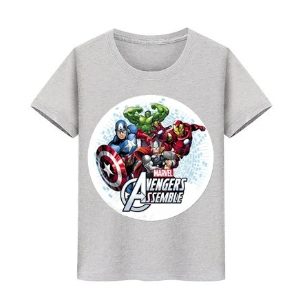 

Avengers ssemble T-Shirt Boy Girl tshirt Hulk Thor Spider-man Captain America Leagued kid T shirts Marvel Teenagers Blouse tees