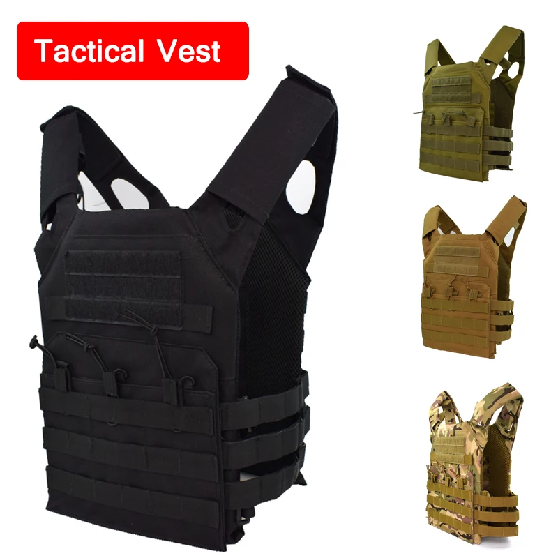 Adjustable Tactical Vest Molle Vest Outdoor Hunting Airsoft Paintball Molle Vest With Chest Protective Plate Carrier Vest