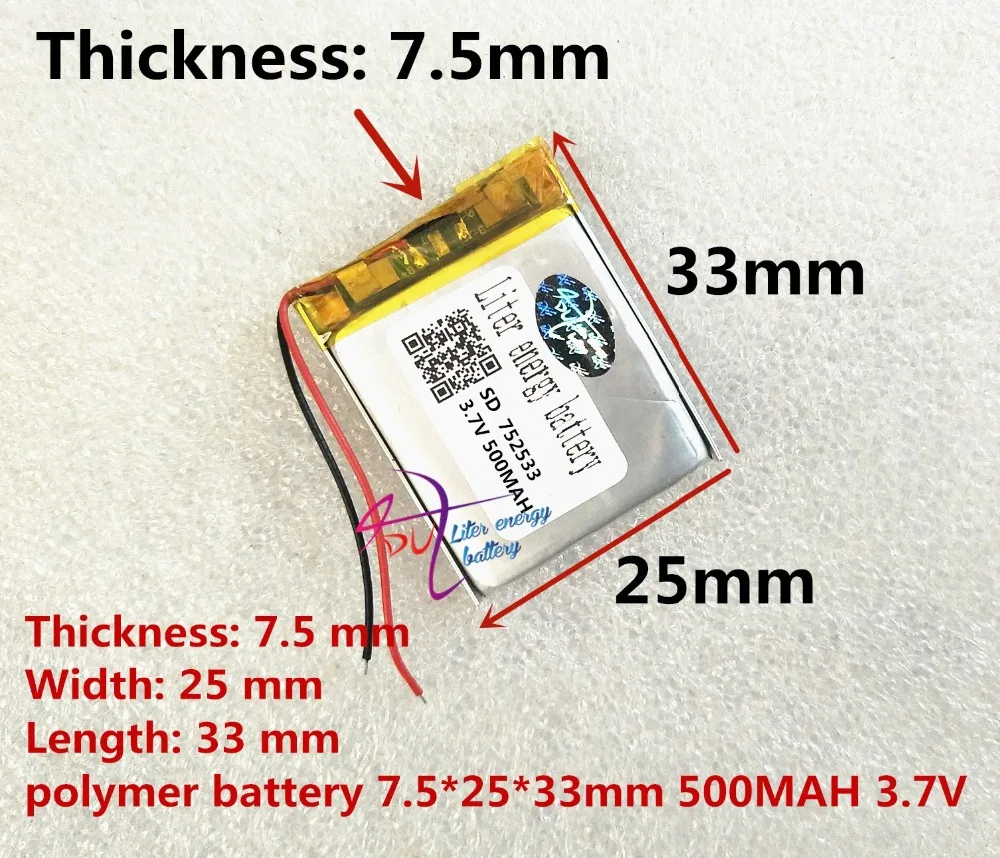 Polymer 752533 digital camera head headset Bluetooth lithium battery manufacturers direct sales | Электроника