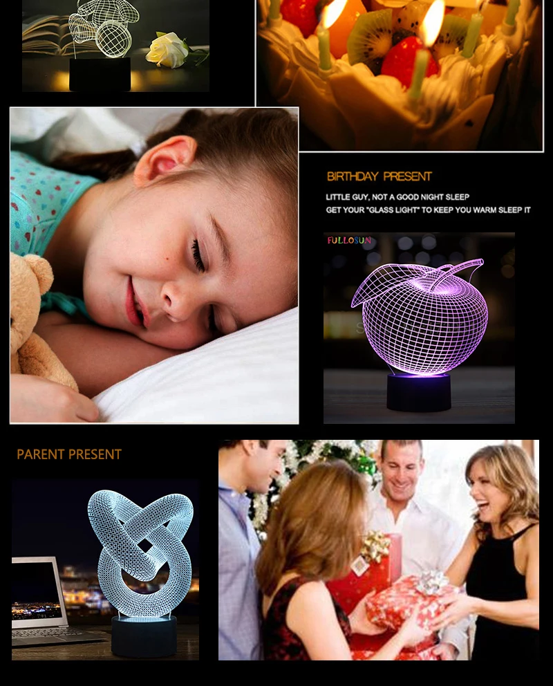 Lâmpada de Mesa Luz da Noite Led para Decoração Avião Cores Quentes Quarto Dormir Sombra Presentes 12 Luzes noturnas