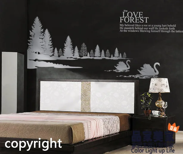 

Free Shipping Wholesale and Retail Tree and swan lake Large Wall Stickers Wall Decals Wall Covering Wall Paper Home Decor