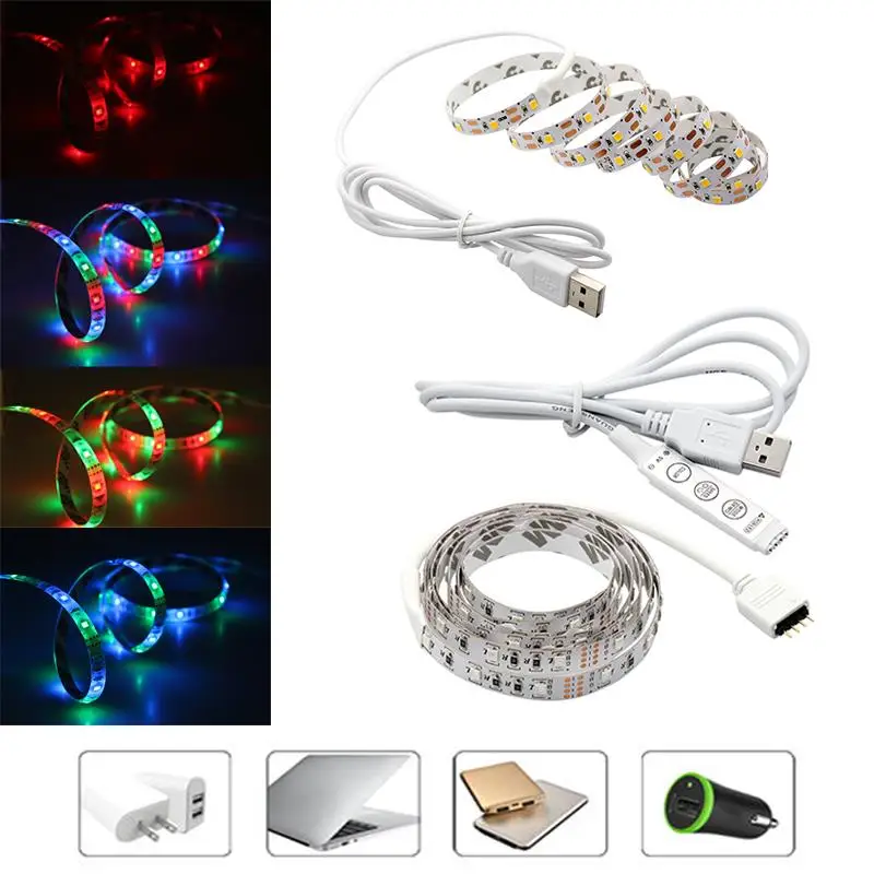 

5 V USB LED Strip PC Light USB Waterproof RGB 2835 50CM 1M 2M 3 Key 5V Led Strip lights Lamp Tape Diode Ledstrip TV Backlight
