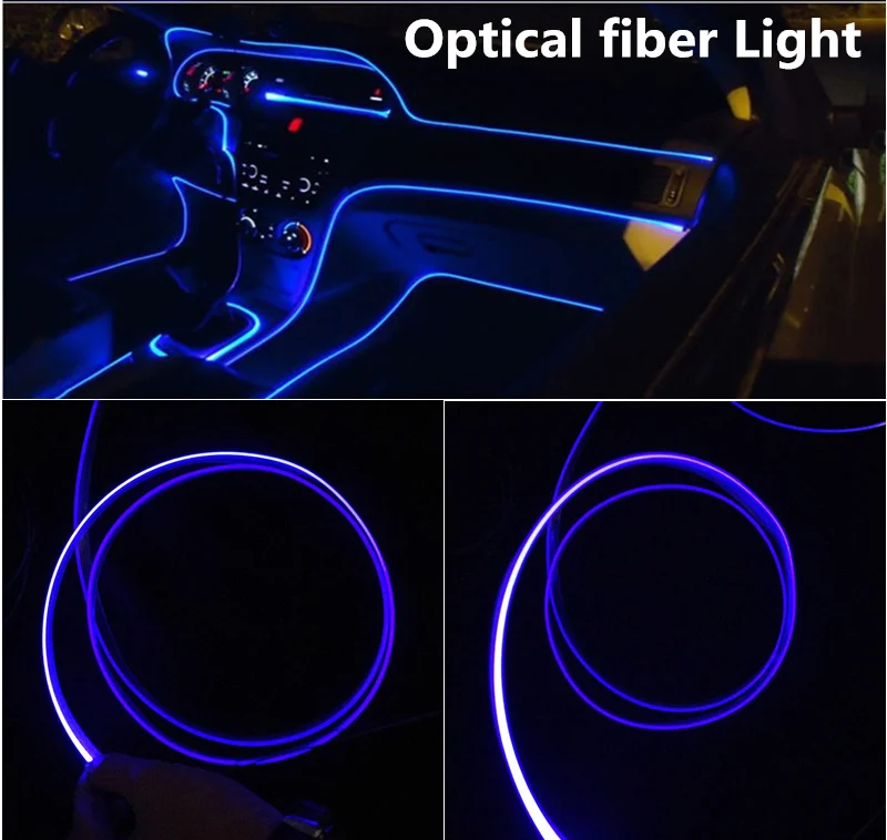 Details About Car Interior Blue Led Decorative Lamp Optical Fiber Light Dash Trim Door Light