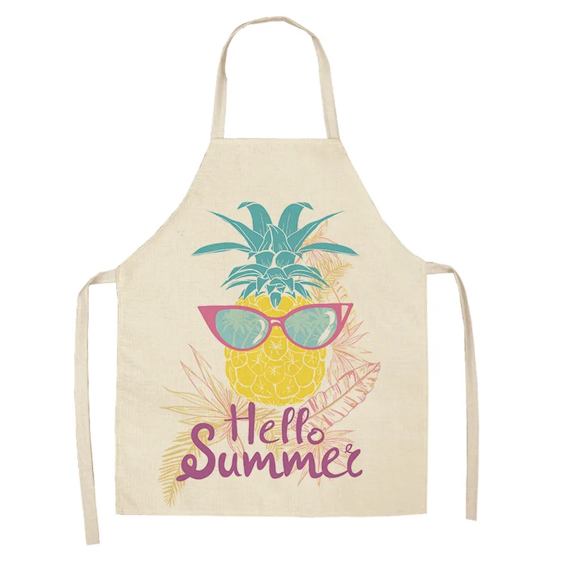 1 Pcs Cotton Linen Pineapple Pattern Kitchen Aprons for Woman Aprons Kitchen Cooking Baking Restaurant Cooking Sleeveless Aprons
