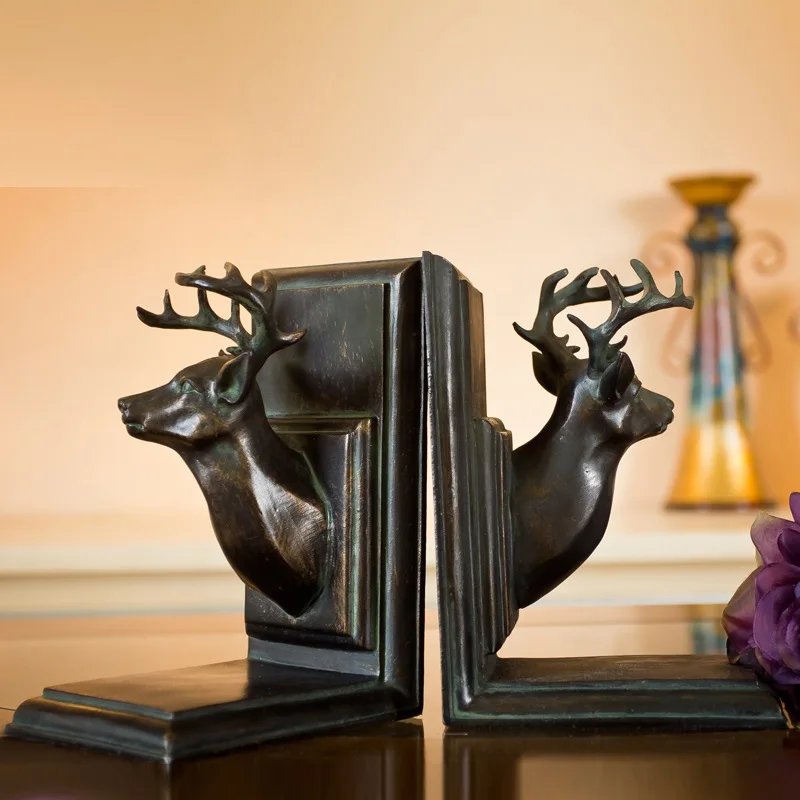 

craft figure EC DAILY European retro deer bookends bookend book an author study of high-grade resin crafts ornaments decorations