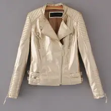 Новинка осени, женские байкерские короткие куртки с длинным рукавом из искусственной кожи, байкерское пальто на молнии