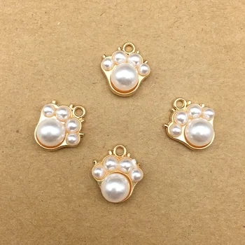 

10pcs pearl bear's paw charm for jewelry making fashion earring pendant necklace bracelet charms