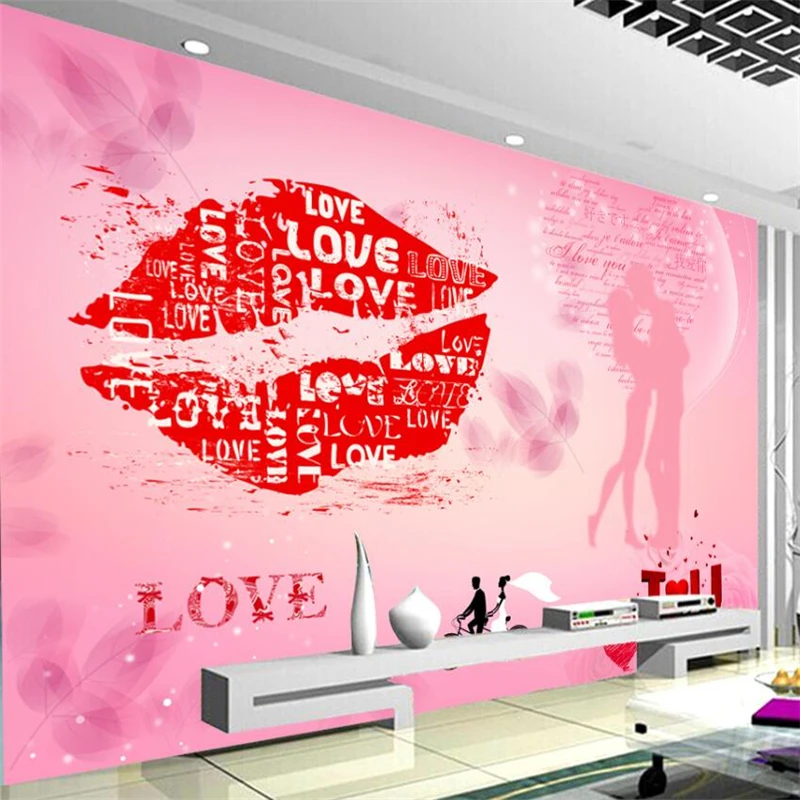 

wellyu Red Lips Tooling Bar Hotel Theme Background Wall Custom Large Mural Green Wallpaper papel de parede para quarto