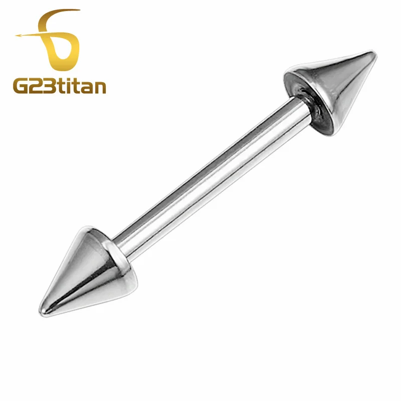 

G23titan Punk Men Women Jewelry G23 Titanium Earrings 16G Barbell with Cone Ear Piercing Ear Rings Body Jewelry