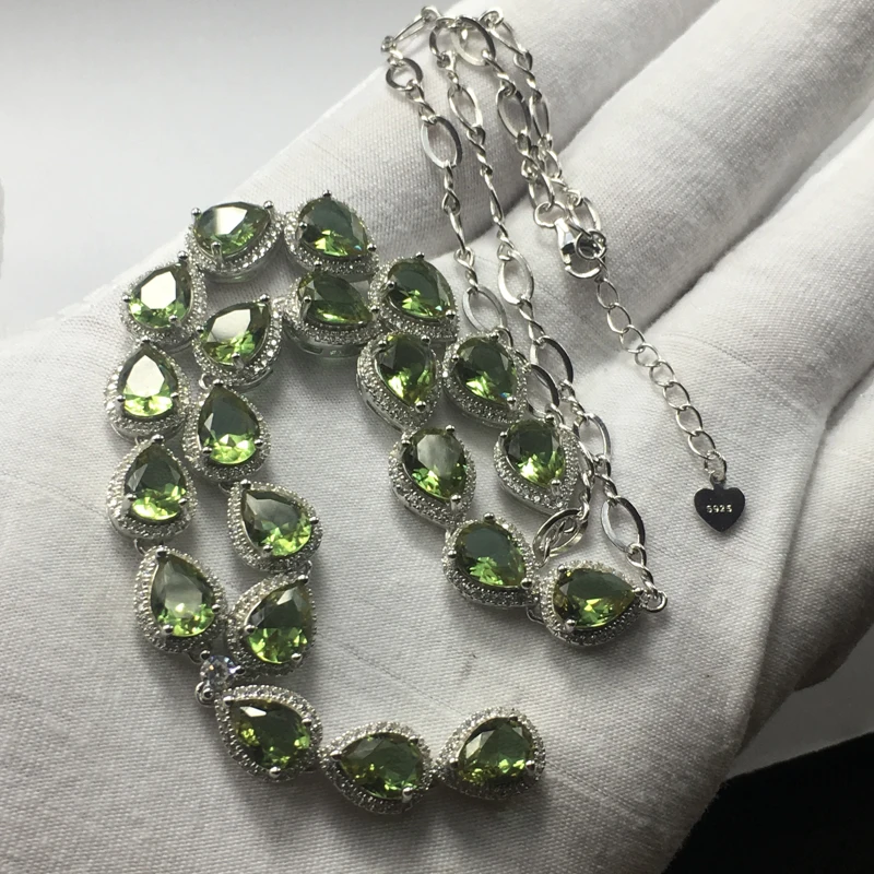 CSJ Luxury Elegant Zultanite Necklace Sterling 925 Silver Pear6*8 Created Sultanite Pendant Color Change Fine Jewelry For Women