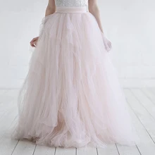 Haute Couture 2018 Bridal Tulle Skirt for Women Dramatic Ball Gown Wedding Skirt Graceful Blush Pink Long Tulle Skirt Saia