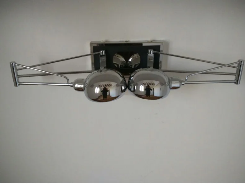 Качели 2-Arm античный хромированный настенный бра с переключателем спальня металлический для эксплуатации в помещении настенные лампы для чтения регулируемые настенные светильники