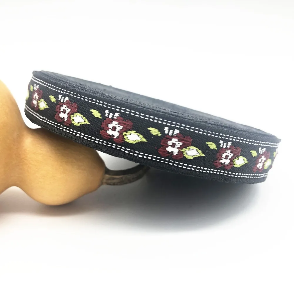 

10Yards 13mm 1/2" Dog Collar Flowers Woven Ribbon Handmade Material Jacquard Ribbon Scrapbook Supplies DIY Gift Packing