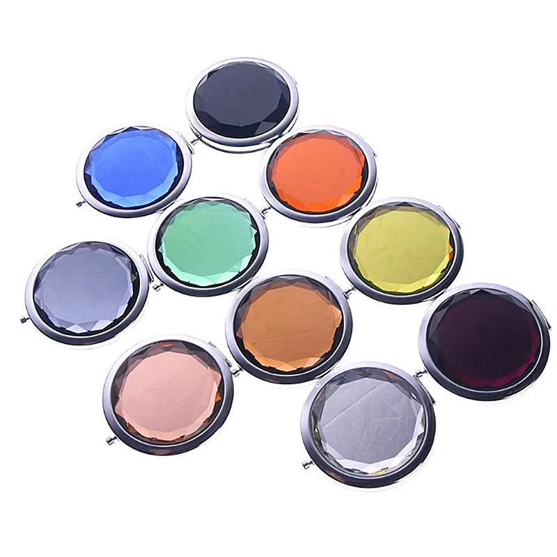 

Luxury Crystal Mini Makeup Mirror Hand Held Fold Small Portable Micro Compact Pocket Mirror Double-Sided Folding Cosmetic Mirror