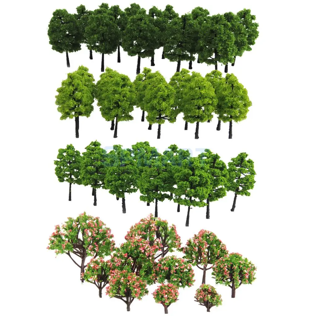 20X DIY Miniature Landscape Scenery Train Railways Trees Model Scale 1:200 Green 