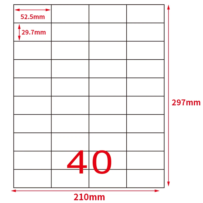 Folhas de Etiquetas de Impressão de Endereço Etiqueta de Envio Folhas 2000 Etiquetas Amazon Fba Gl-35 a4 40-up 52.5*29.7mm 50 2 impressão de endereço 52.5*29.7mm 50 folhas 2000