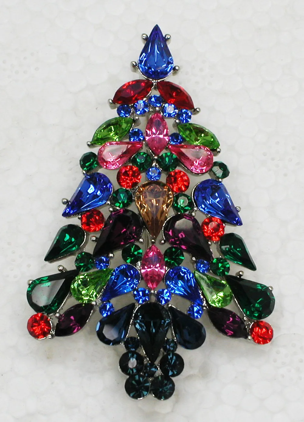 

12pcs/lot Wholesale Fashion Brooch Rhinestone Marquise Christmas tree Pin brooches Christmas Gift C101552