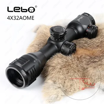 

LEBO 4x32 AOME Tactical Optical Sight Glass Reticle Red Green Illuminated Compact Lock Rifle Scope