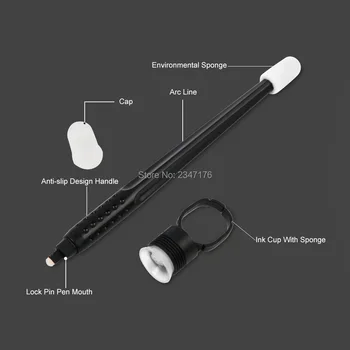 

15pcs Disposable microblading pen 18U Permanent makeup machine pen Eyebrow tattoo Pen Medical Packing Attached Sponge Cup