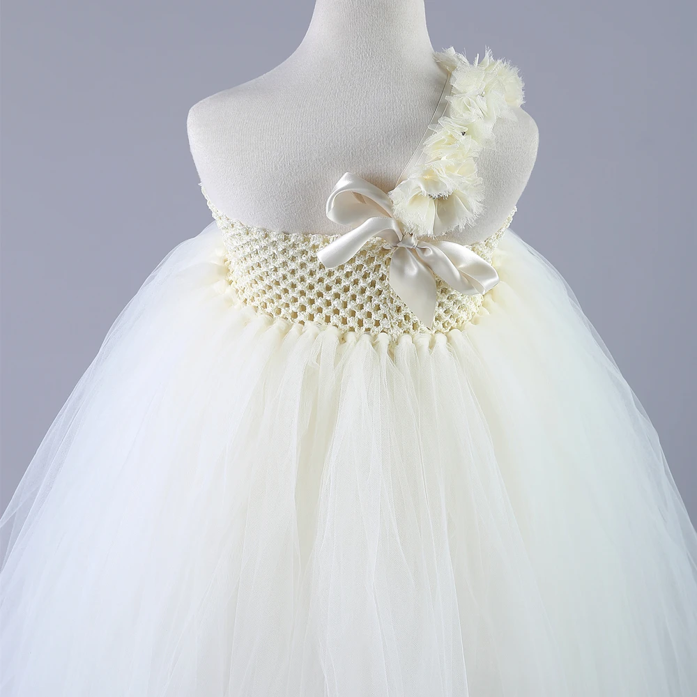 Детские Платья с цветочным узором для девочек белое кремовое платье-пачка для девочек на свадьбу бальное платье принцессы для девочек, детские платья из тюля для детей от 1 до 14 лет