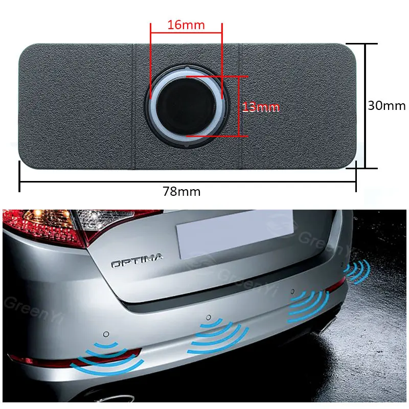 Car Parking Sensors 4pcs Adjustable 16mm Flat Sensors Reverse Backup Radar Black