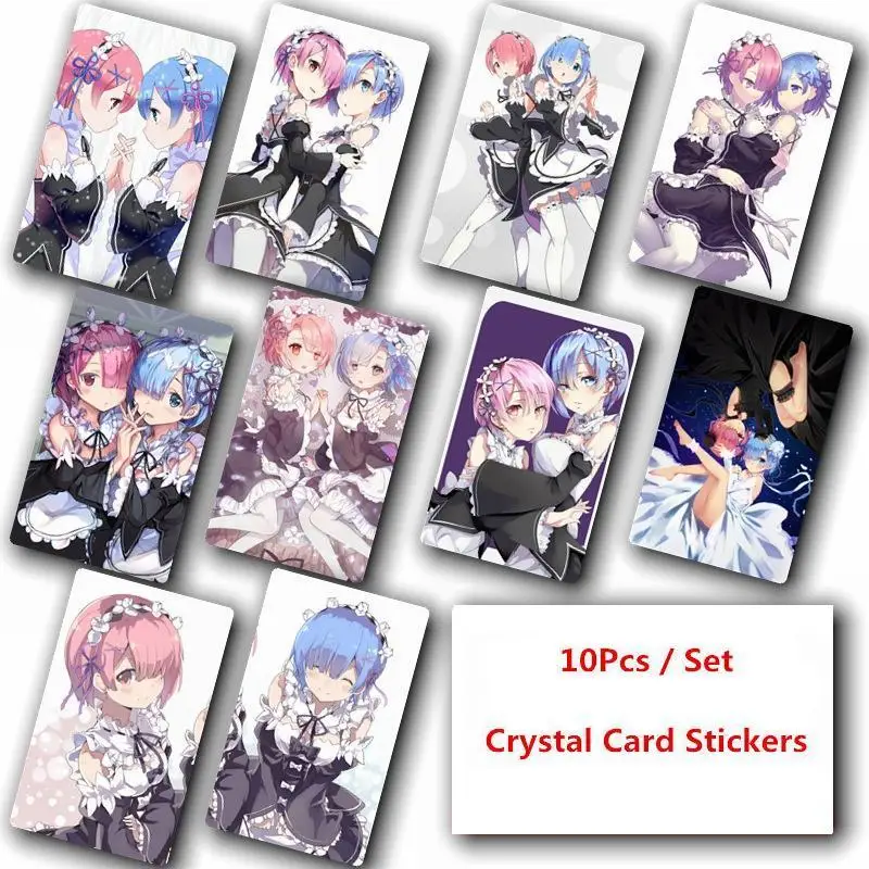 

10Pcs/Set Crystal Card Stickers Anime Poster Photo Cards Re Zero kara Hajimeru Isekai Seikatsu Sakamoto Desu ga Osomatsu san