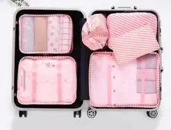 Новинка 6 шт./компл. дорожная домашняя сумка для хранения багажа органайзер для хранения одежды Портативный чехол летний водонепроницаемый аккуратный Органайзер - Цвет: Розовый