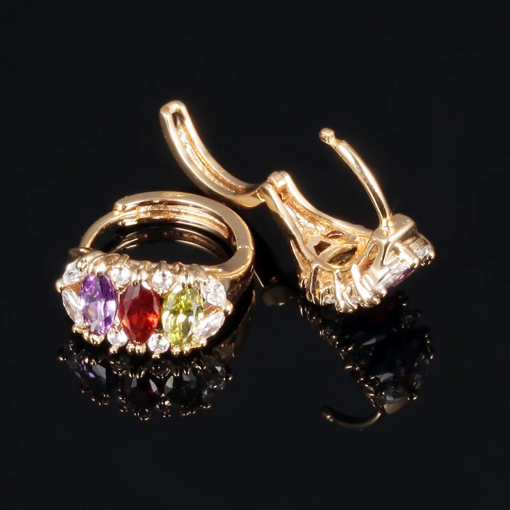 

Multicolor Crystal CZ Earrings Yellow Gold Filled Womens Girls Hoop Earrings Xmas Gift