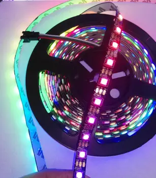

[Seven Neon]Free DHL shipping new 5M/rool black FPBC 60leds/m IP20 non-waterproof DC5V IC WS2812 LED SMD digital colorful Strip
