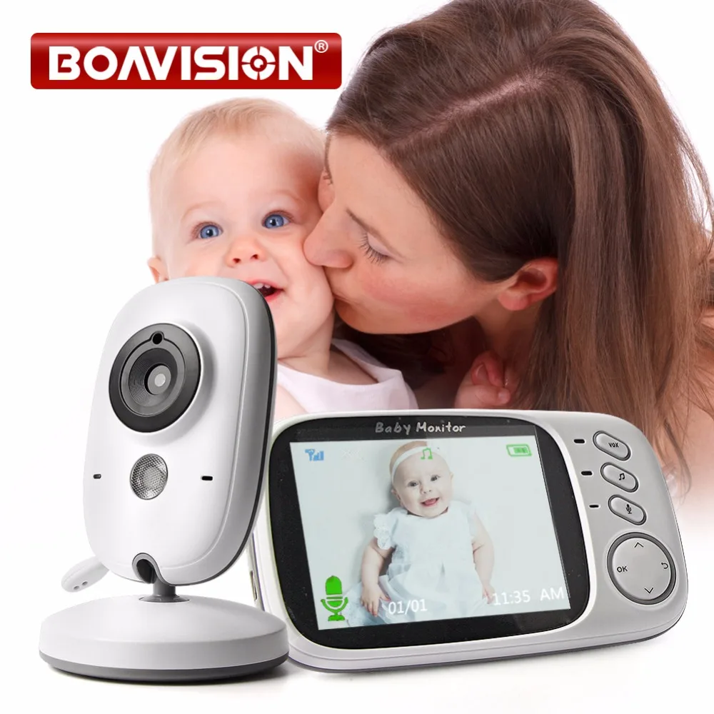 VB603 Video Monitor de bebé 2,4G inalámbrico con pantalla LCD de 3,2 pulgadas 2 Audio hablar de vigilancia de la visión nocturna cámara de seguridad niñera - 1