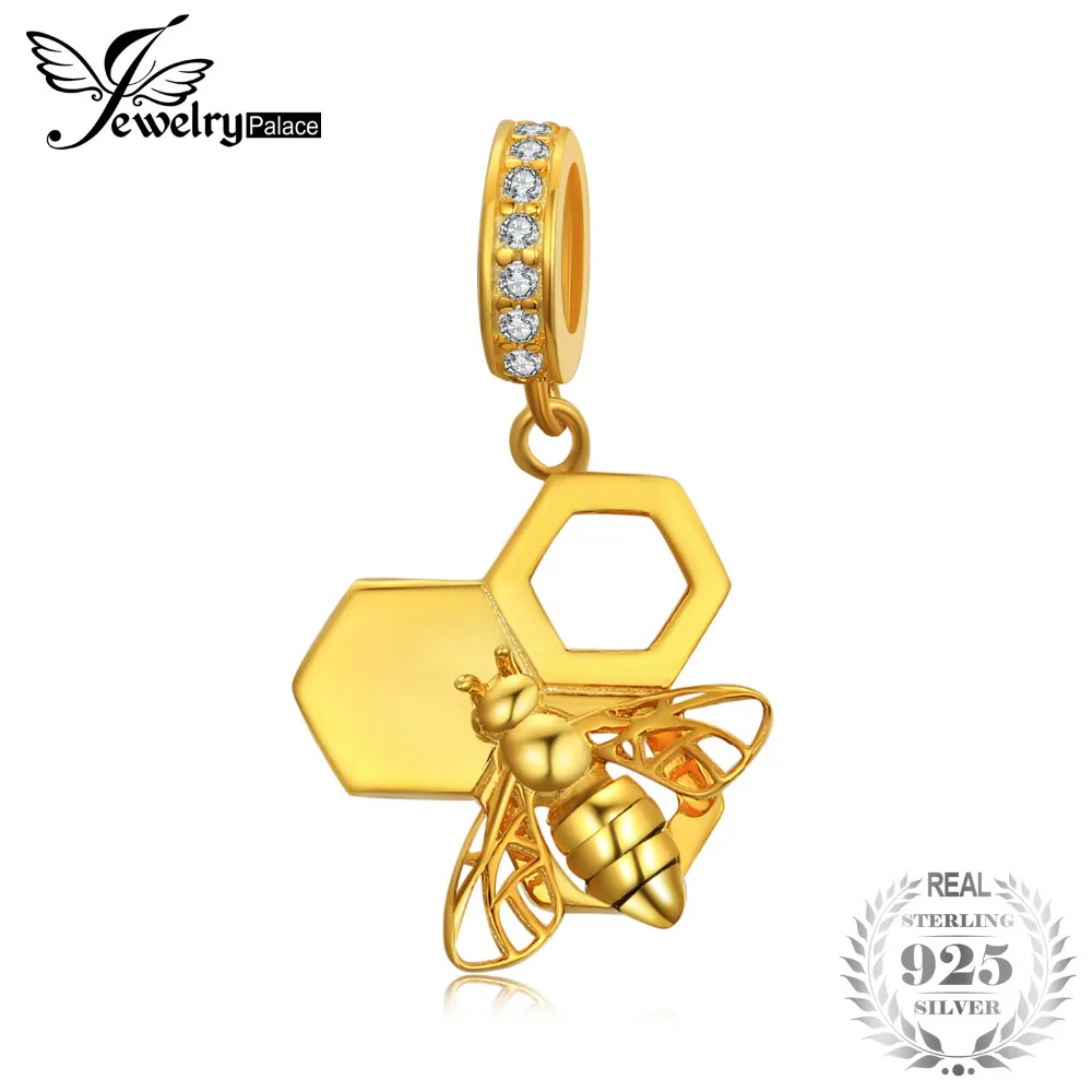 

JewelryPalace Bee Honeycomb 925 Sterling Silver Beads Charms Silver 925 Original For Bracelet Silver 925 original Jewelry Making
