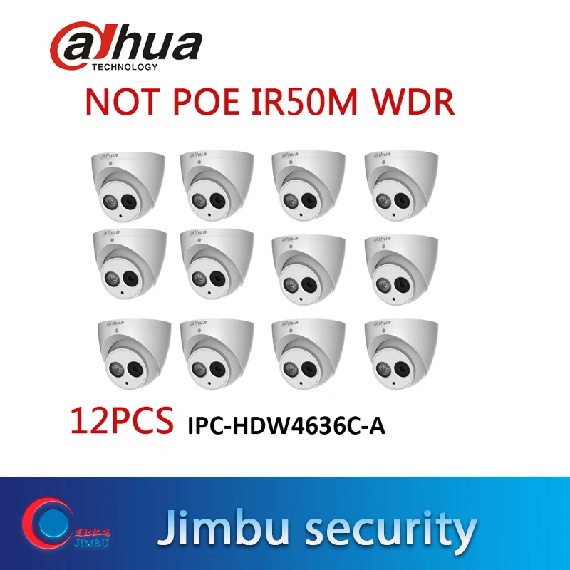 Сетевой видеорегистратор dahua 6mp ip камера IPC-HDW4636C-A H.264 H.265 купольная камера bulit микрофон не POE ИК 50 м IP 67 12 шт. металлическое приспособление