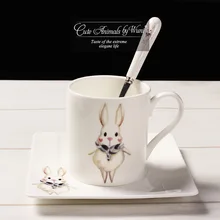 Teagas animal de la Historieta creativa de cerámica té de la tarde taza de café de china de hueso plato con cuchara traje