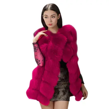 

New Fashion Womens Sleeveless Faux Fur Vest Slim Fits European Luxury Thick Faux Fur Coat Colored S-4XL Autumn Winter