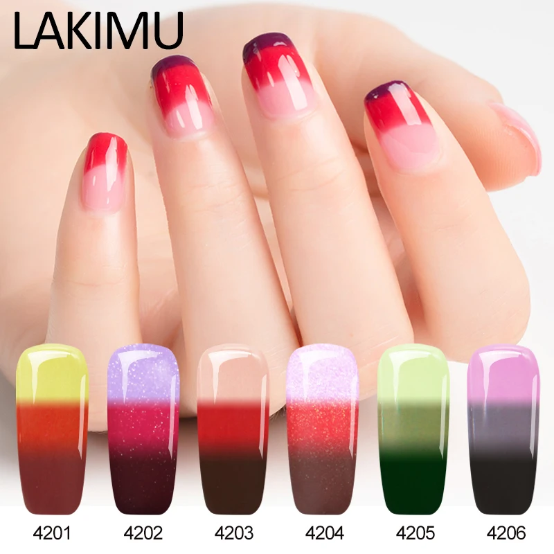 Lakimu Soak Off Led УФ ногтей гель Термальность для Хамелеон Цвет лак Температура