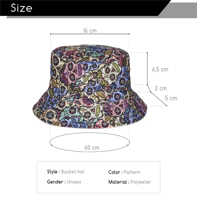 Модные летние плоские шляпы Харадзюку С 3D-принтом мексиканского черепа, пляжная шляпа в стиле хип-хоп, шотландская шляпа для женщин и девушек