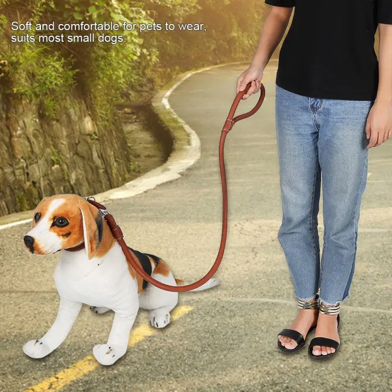New Soft Leather Dog Leash Durable Pet Dog Leashed with Metal Buckle