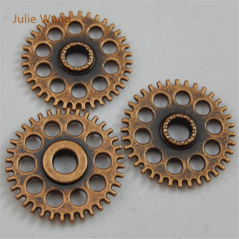 Julie Wang, 12 шт., Круглый Сплав, красная медь, с отверстиями, шестерни, полые, для изготовления ювелирных изделий, соединитель, подвеска, ручная работа, подвески, аксессуары