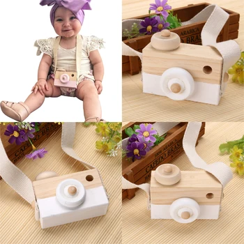 Toy Camera Cute Cartoon Baby Wooden Toy Kids Creative Neck Camera Photography Prop Decoration Children Playing House Tool