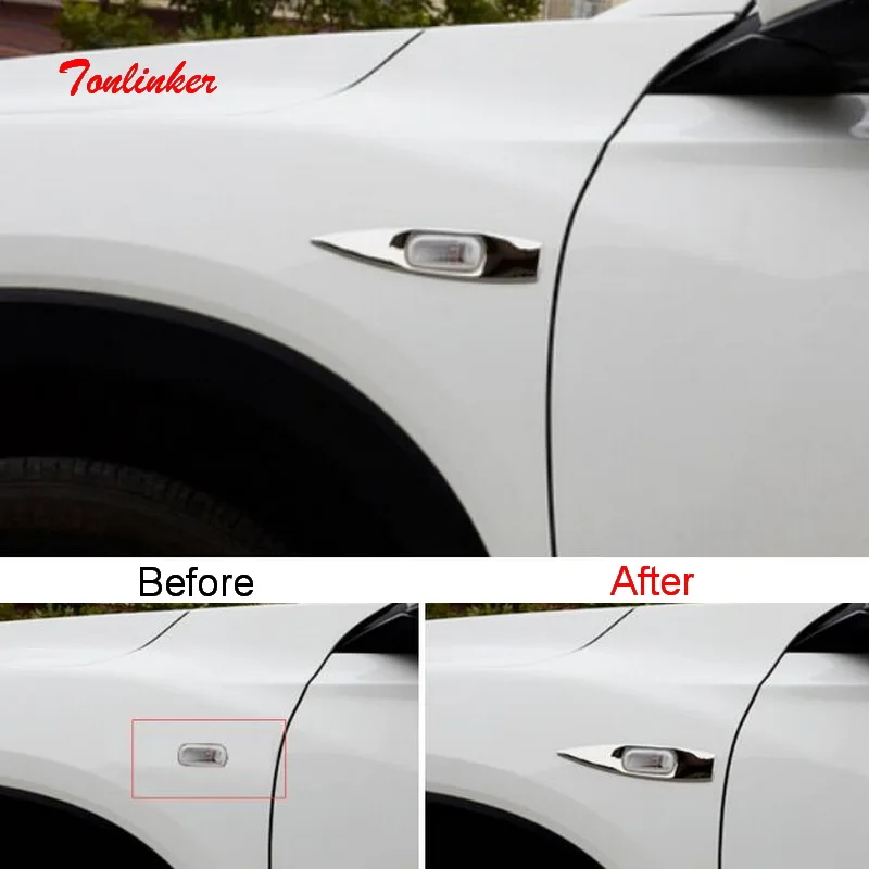 

Tonlinker Exterior Car body Turnlight Cover Stickers For Honda Vezel 2014-19 Car Styling 2 Pcs Stainless steel Cover stickers