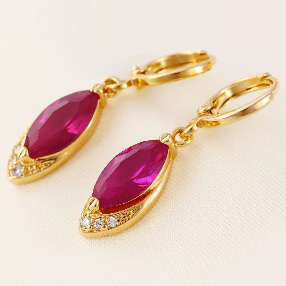Waterdrop Dangling Earrings Yellow Gold Filled Elegant Women's Earrings