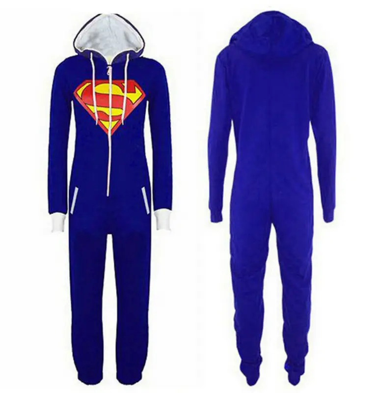 Unisex Adult Onesie Pajamas Batman Superman Costume Cosplay Sleepwear