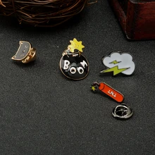 1 Unidades/4 Unids Chicas Hombres Joyería Negro Pequeño Gato Broches Auge TNT Nube Pasadores Badge Collar Brosh Animal Broches para el Regalo de Las Mujeres