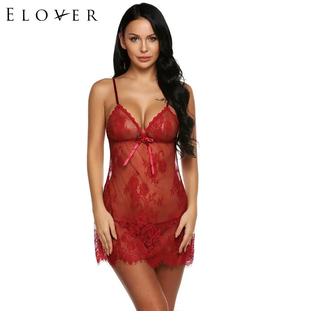 Elover 2018 сорочка сексуальное нижнее белье Горячая открытая спина кружева Babydoll