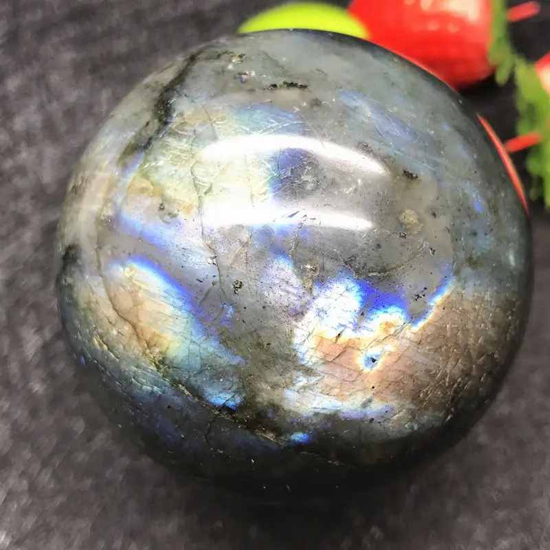 

62mm-Madagascar-NATURAL-Labradorite-QUARTZ-CRYSTAL-sphere-ball