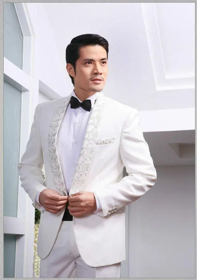 Classic Style One Button Ivory Groom Tuxedos Groomsmen Men