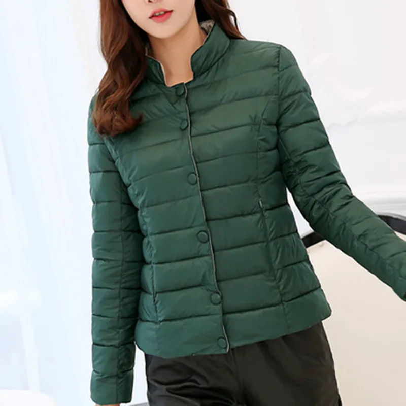Повседневная приталенная парка, женская уличная бейсбольная куртка, модная Корейская пуховая хлопковая куртка - Цвет: Dark Green