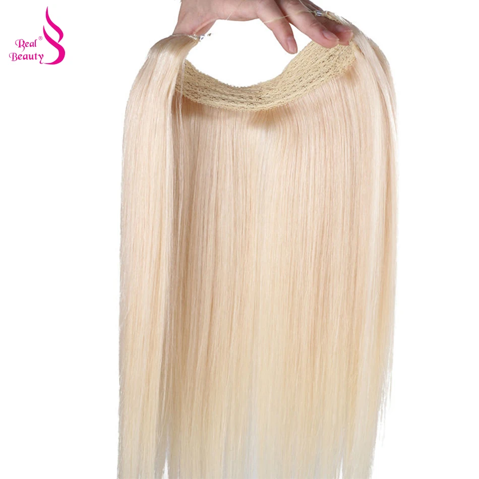 

Real Beauty Flip Hair Weft Extension Blond Color European Remy Fish Line Straight No Clip No Glue For White Women