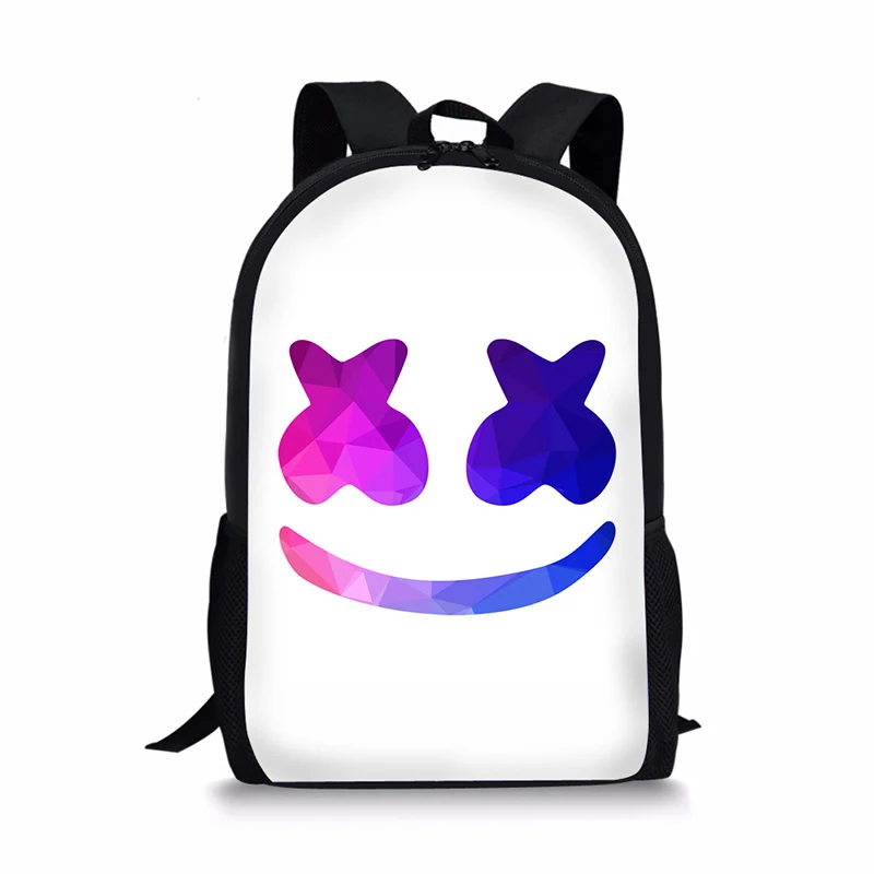 3D Marshmello Backpack Female School Supplies Satchel Casual Book Bag